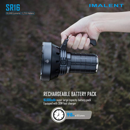 IMALENT SR16 Brightest LED Torch 55000 Lumens, Handheld Tactical Torch with Spotlight Throw 1715 Meters, Rechargeable Flashlight Max 98 Hours Runtime Best for Outdoor, Camping, Hiking, Emergency