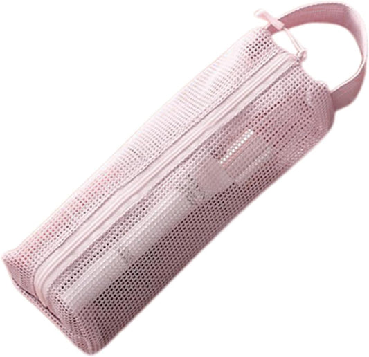 Travel Toiletry Bag, Portable Toothbrush Pouch, 9.06 x 2.56 in Multi Functional Mesh Organizer, Authentic Waterproof Design, Compact Size for Vacation, Airport, Road Trips, Campeggio, rosa, Se référer