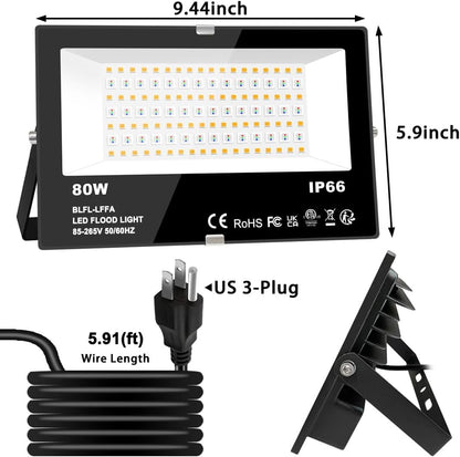 MELPO LED Flood Light Outdoor 800W Equivalent 8000LM Smart RGB Landscape Lighting with APP Control, DIY Scenes - Timing - Warm White 2700K - Color Changing Uplight, IP66 Waterproof US Plug (2Pack)