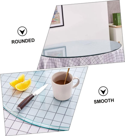 ANDRESLAD Round Glass Table Top Thickened Tempered Glass 38cm Diameter Shatterproof Easy to Clean Dining Table Top