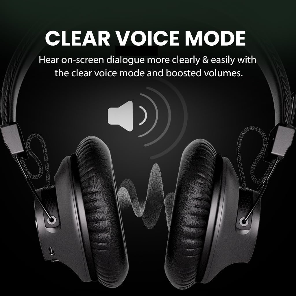 Avantree HT5009 Plus – Wireless TV Headphones for Watching with Transmitter & Charging Dock, Pass-Through, Bluetooth 5.3, Clear Voice Mode for Seniors, 50hr Playtime