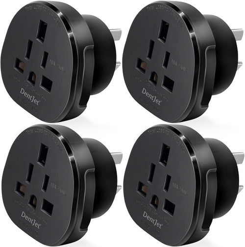 SAA Approved UK/US/JP/CA to AU/NZ Adaptor Plug with Insulated Pins, UK/US Plug Convert to 3-Pin Australian/New Zealand/China Socket (Pack of 4 Black)