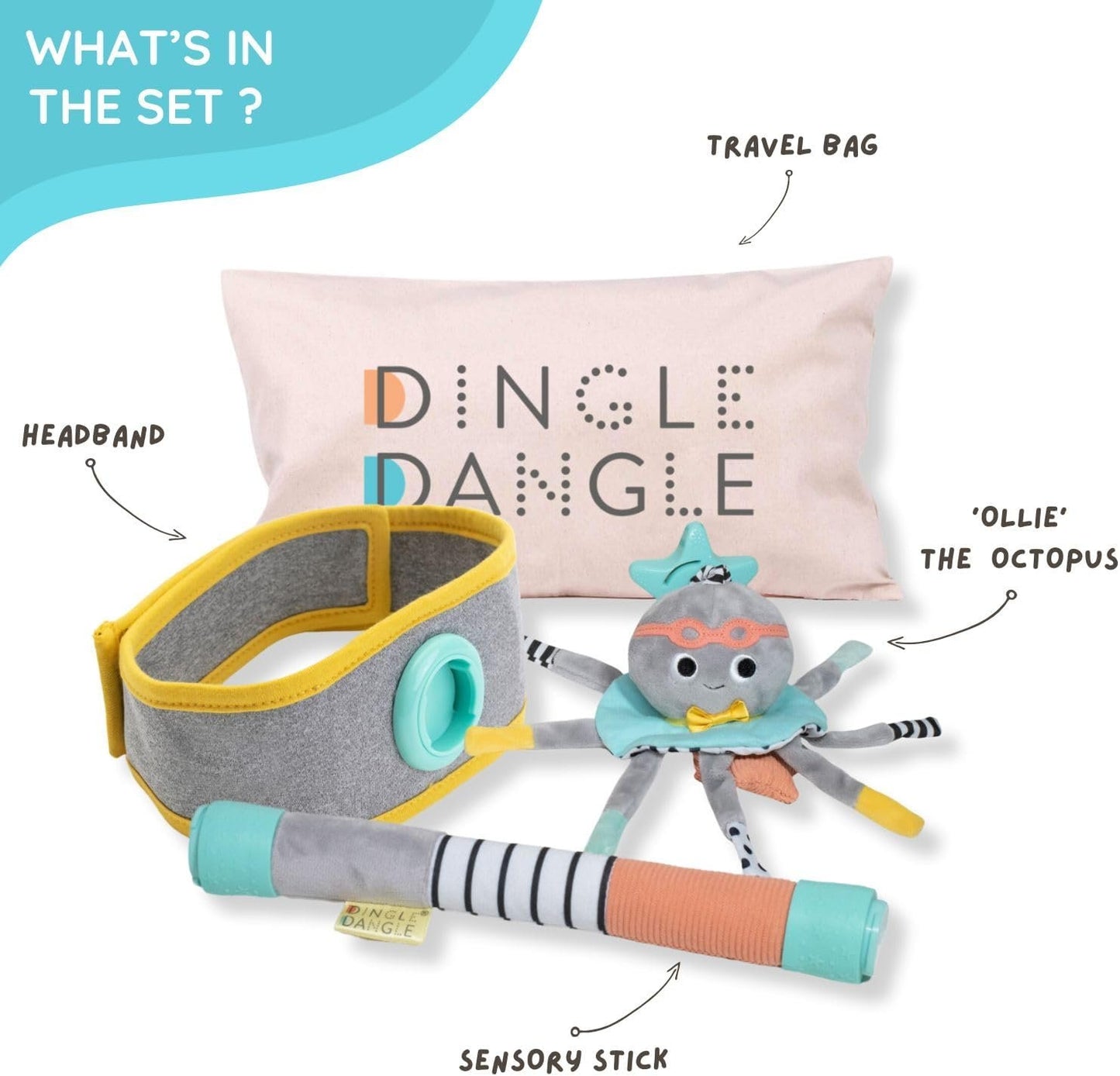 DINGLE DANGLE - Diaper Changing Distractor - Diaper Changing Helper Headband, Baby Mobile, & Sensory Rattle. Newborn Essentials Must Haves - Great Baby Registry or Shower Gift - Featured on Shark Tank