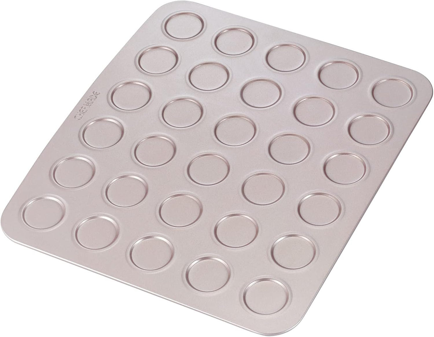 CHEFMADE Macaron Cake Pan, 30-Cavity Non-Stick Macaroon Biscuits Cookie Bakeware for Oven Baking (Champagne Gold)