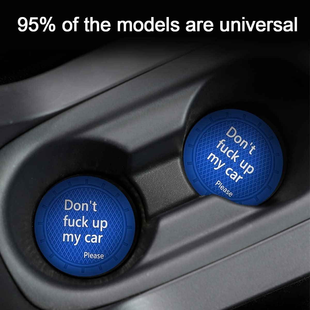 Car Cup Holder Coasters, 2 Pcs 2.75 Inch Non-Slip PVC Insert Cup Coaster, Anti-Scratch Auto Cup Mats for Women Men, Vehicle Interior Accessories Universal for Car, SUV, Truck (Blue-4)