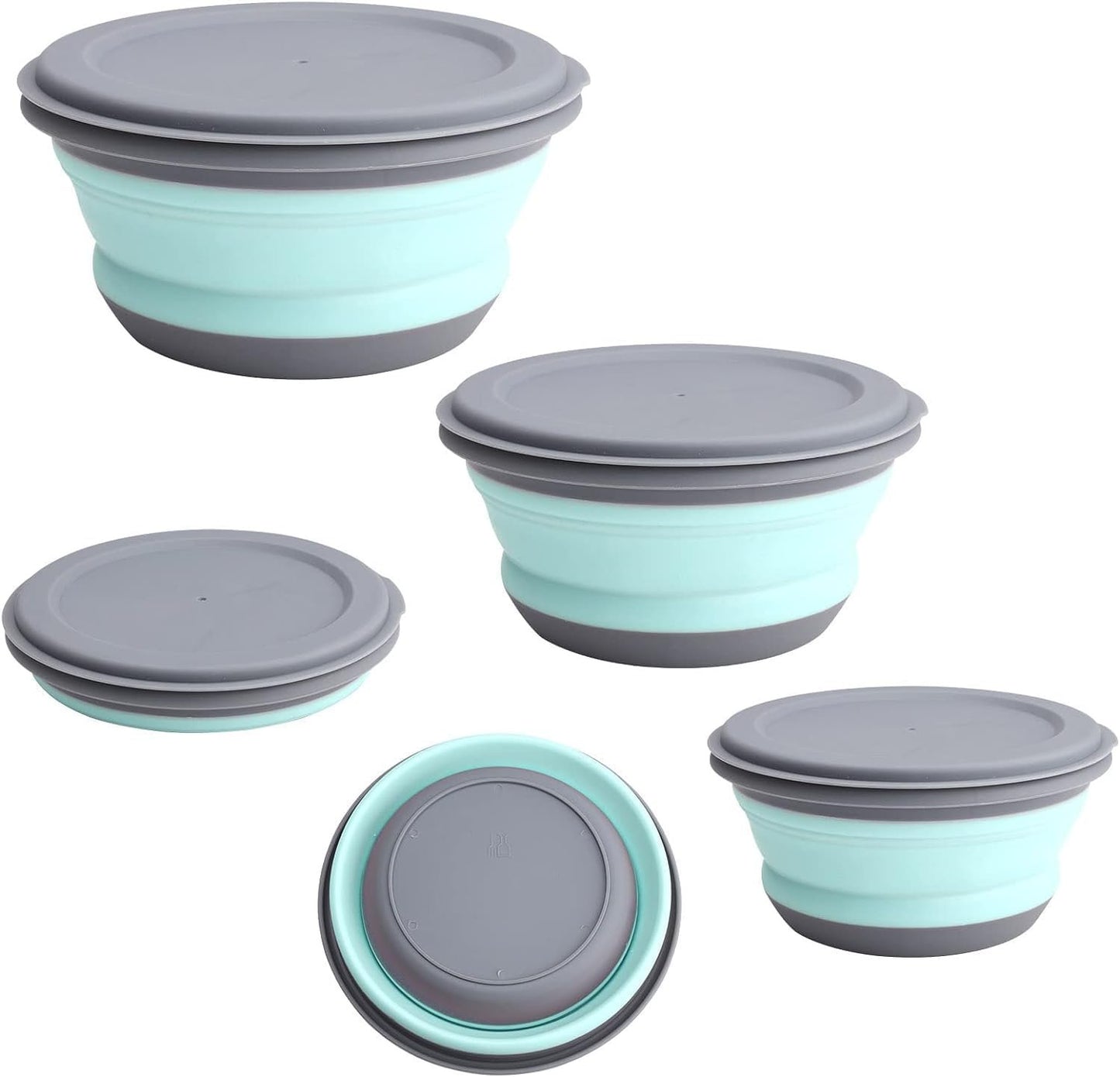 YSHIGUING 3 Pcs Collapsible Washing Up Bowl, Portable Camping Bowl with Lid Food Storage Outdoor Tableware Folding Lunch Box Portable Salad Bowl for Outdoor Travel Camping Hiking Caravan