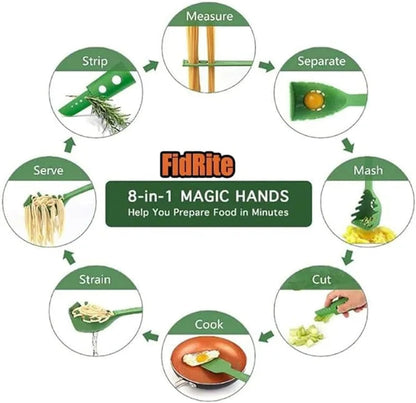 Povanjer Set Utensili da Cucina, Gadget da Cucina,Utensili da Cucina 8 in 1 | Set di Utensili da Cucina riutilizzabili, Utensili da Cucina per friggere, cuocere al Forno, Cucinare