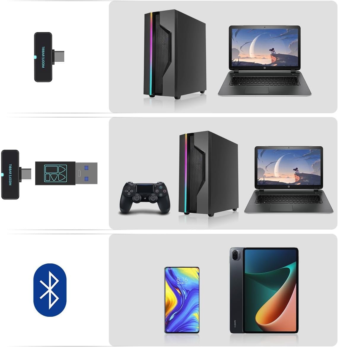 FEDIKER SW4 Wireless Earbuds for PC/Computer/Laptop/Mobile - Dongle & Bluetooth - 40ms Low Latency - 4 Mics PC Earbuds – Gaming - Work Headset - Work Headphones – Hidden Earbuds for Work Office