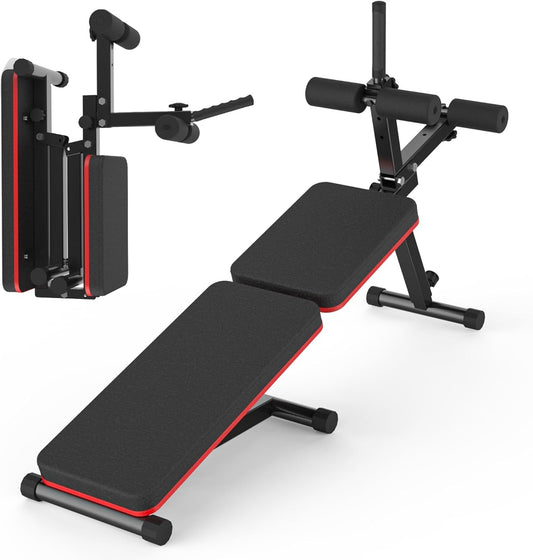 EASY BIG Decline & Flat Bench, Foldable, Multi-Gear Adjustment, Full Body Workout, 660 lbs/300 kgs Capacity