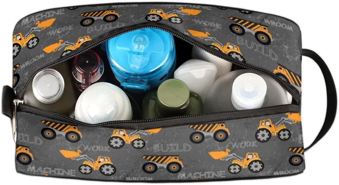 Truck Tractor Cars Hanging Toiletry Bag,Travel Hygiene Kits for Boys Mens,Waterproof Makeup Carry-on Bags,Cosmetic Bag,TSA Approved Shave Dopp Kit for Toiletries Shower Bathroom Accessories Gifts,