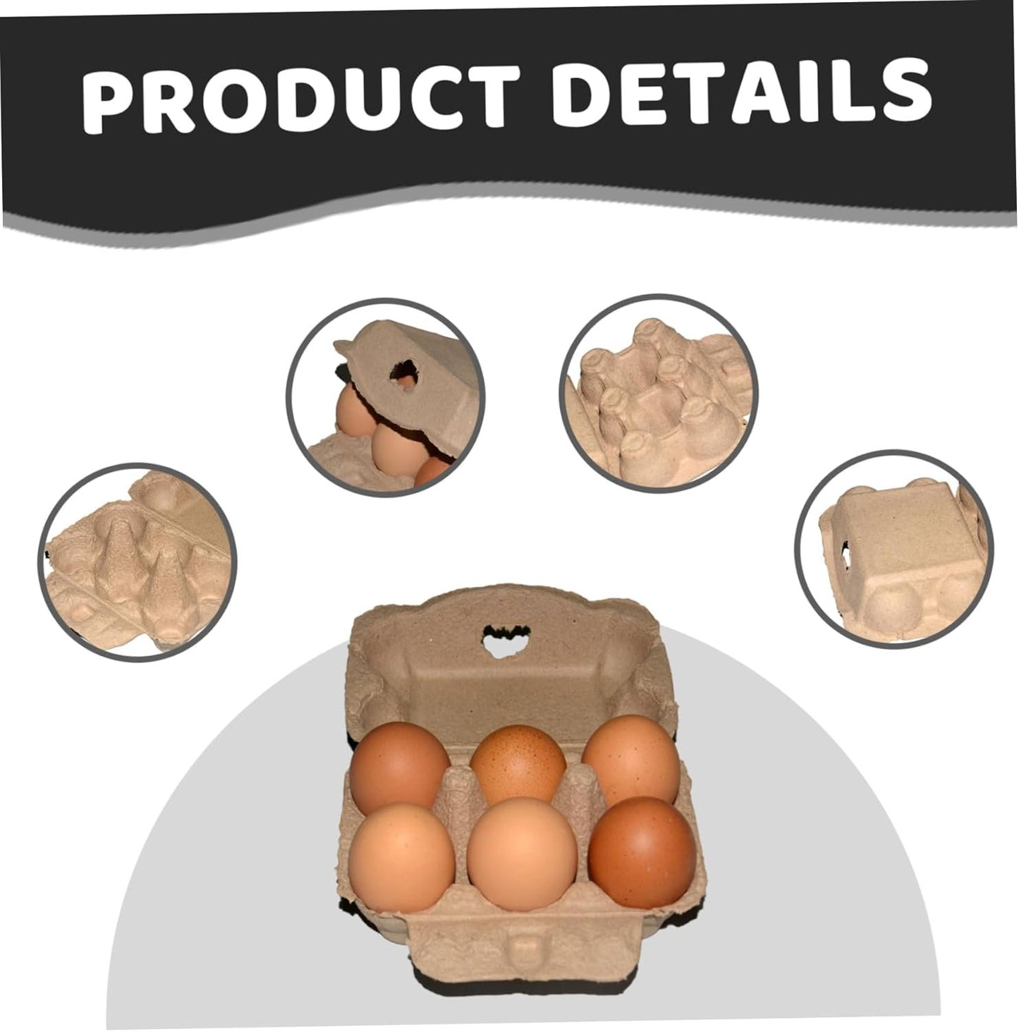 20Pcs Egg Cartons 6 Grid Reusable Paper Pulp Egg Carton with Lockable Lid for Storage, Delivery, Fridge, Kitchen Countertop
