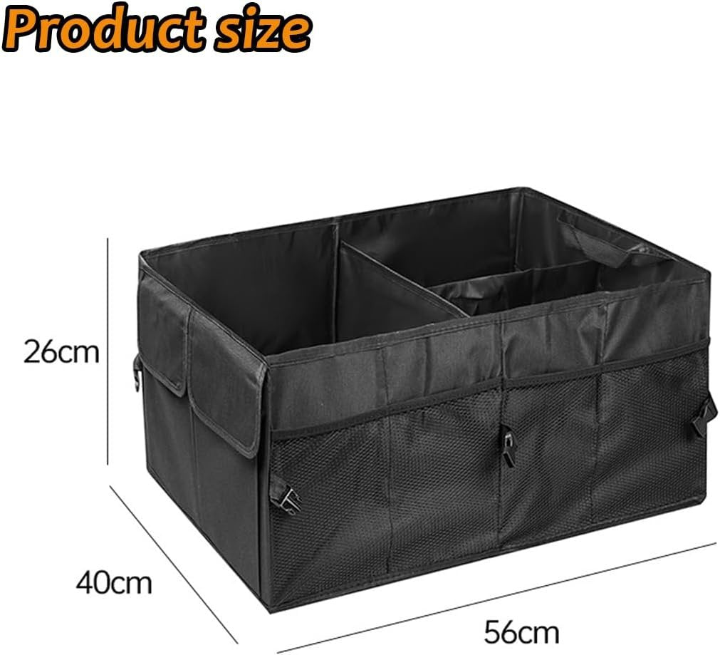 Car Trunk Organizer Foldable Vehicle Storage Box for Camping and Daily Use Multi Compartment Rear Seat Cargo Box with Handles SUV or Trunk Storage for Car Accessories