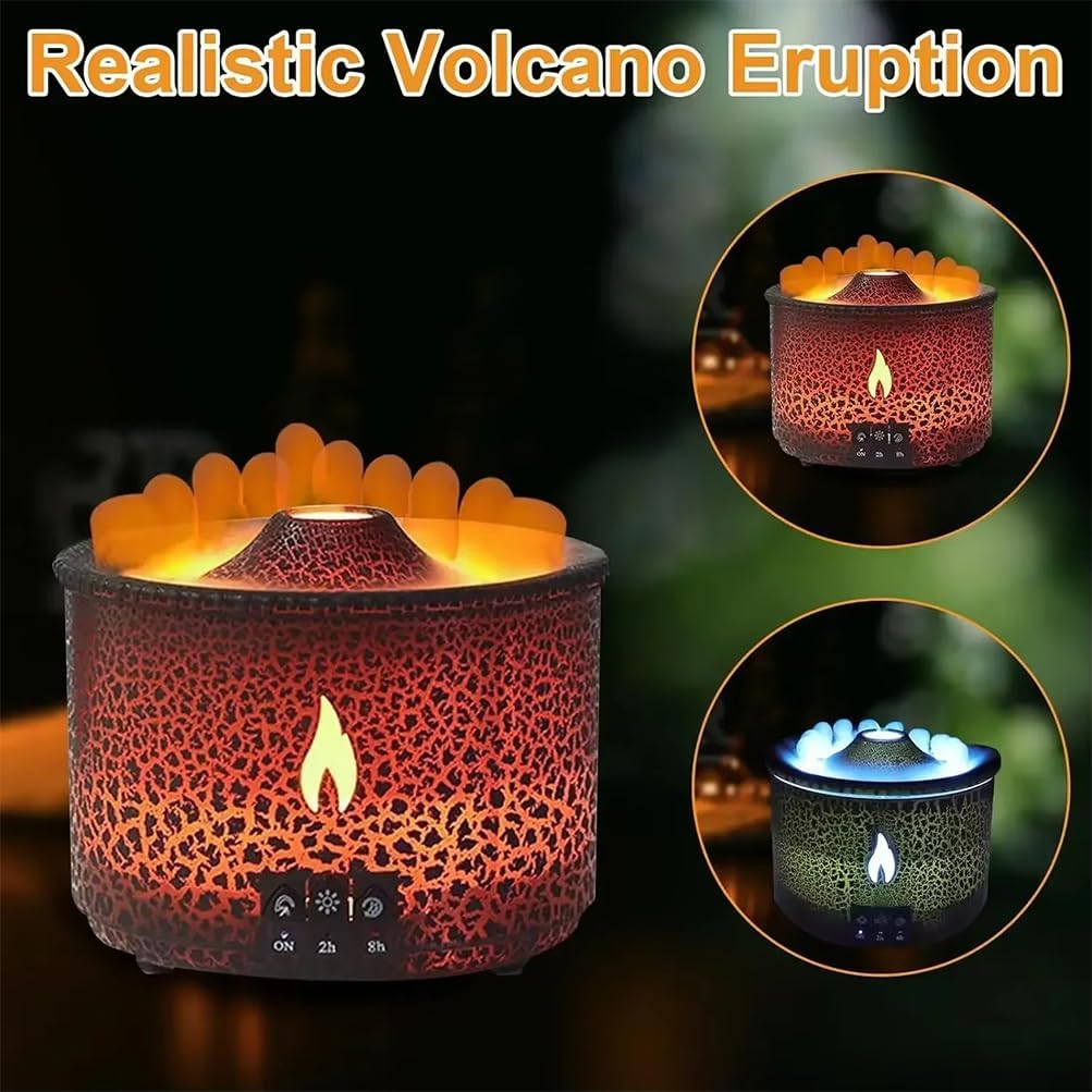 Essential Oil Diffuser, Volcano Air Humidifiers with LED Lamp, 300ml Spray Humidifier with 2 Modes Fire Mist Waterless Auto Shut Off Aromatherapy Diffuser with Remote Control for Bedroom Home, Office
