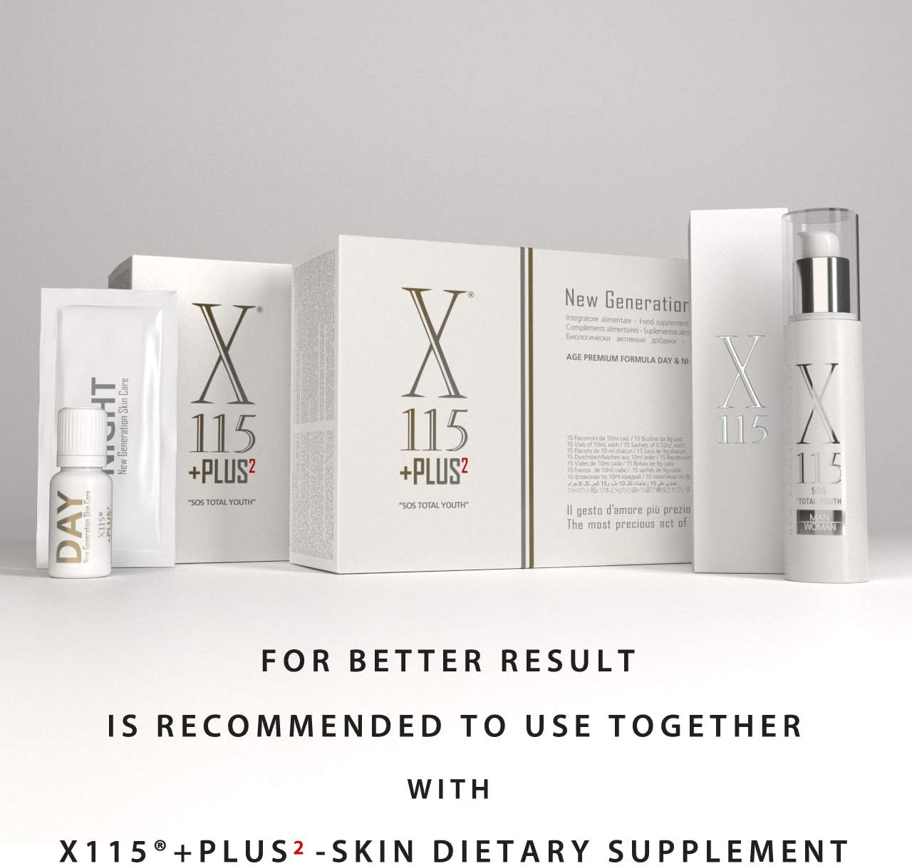 X115® Anti-Wrinkle Cream for Men | Airless 50 ml | Face Cream Lifting Effect | Anti-Ageing Triple Action: Moisturizing, Smoothing, Restoring, with Hyaluronic Acid
