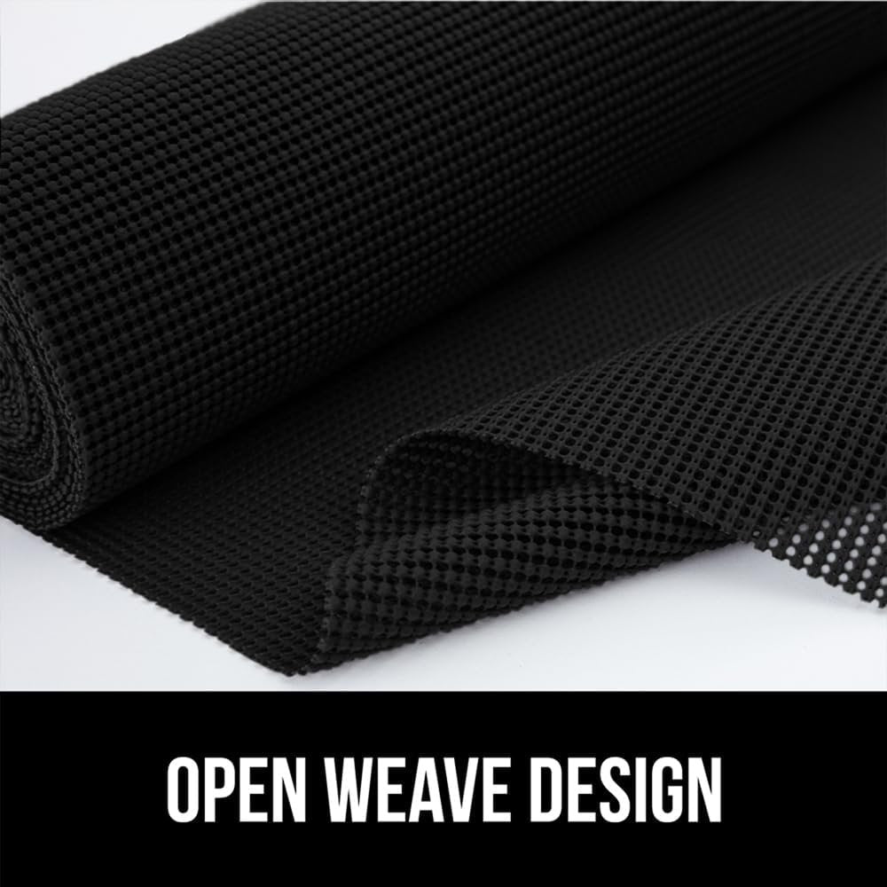 GORILLA GRIP Drawer and Shelf Liner, Strong Grip, Non Adhesive Easiest Install Mat, 17.5 in x 20 FT, Durable Organization Liners, Kitchen Cabinets Drawers Cupboards, Bathroom Storage Shelves, Black