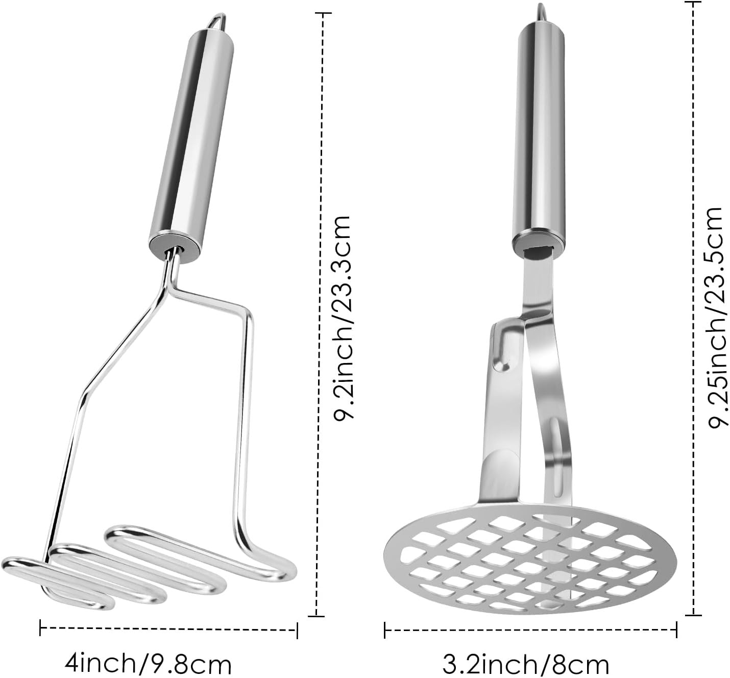 Potato Masher Stainless Steel Potato Ricer for Potatoes Pile Patate En Metal Potatoes Masher Mashed Potatoes Kitchen Tools Cooking Gadgets Potato Ricer Stainless Steel Mash Potato Masher Tool 2pcs