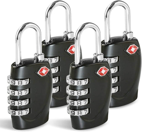 TSA Approved Luggage Combination Locks, T Tersely 4 Digit Combination Padlock with Alloy Body TSA Lock for Travel Bag, Suit Case, Lockers, Gym, Bike Locks or Other (4-Pack)