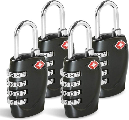 TSA Approved Luggage Combination Locks, T Tersely 4 Digit Combination Padlock with Alloy Body TSA Lock for Travel Bag, Suit Case, Lockers, Gym, Bike Locks or Other (4-Pack)