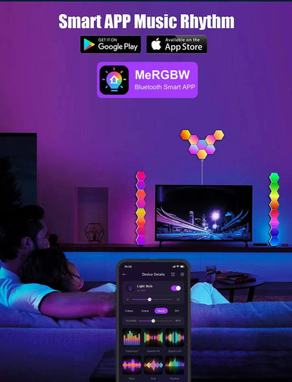 selfila Music Sync DIY Hexagon Lights - Smart APP and Remote RGB Wall Light Hexagonal Modular Gaming Light Honeycomb Shape Panels LED Lights for Bedroom Children Room Decor (8)