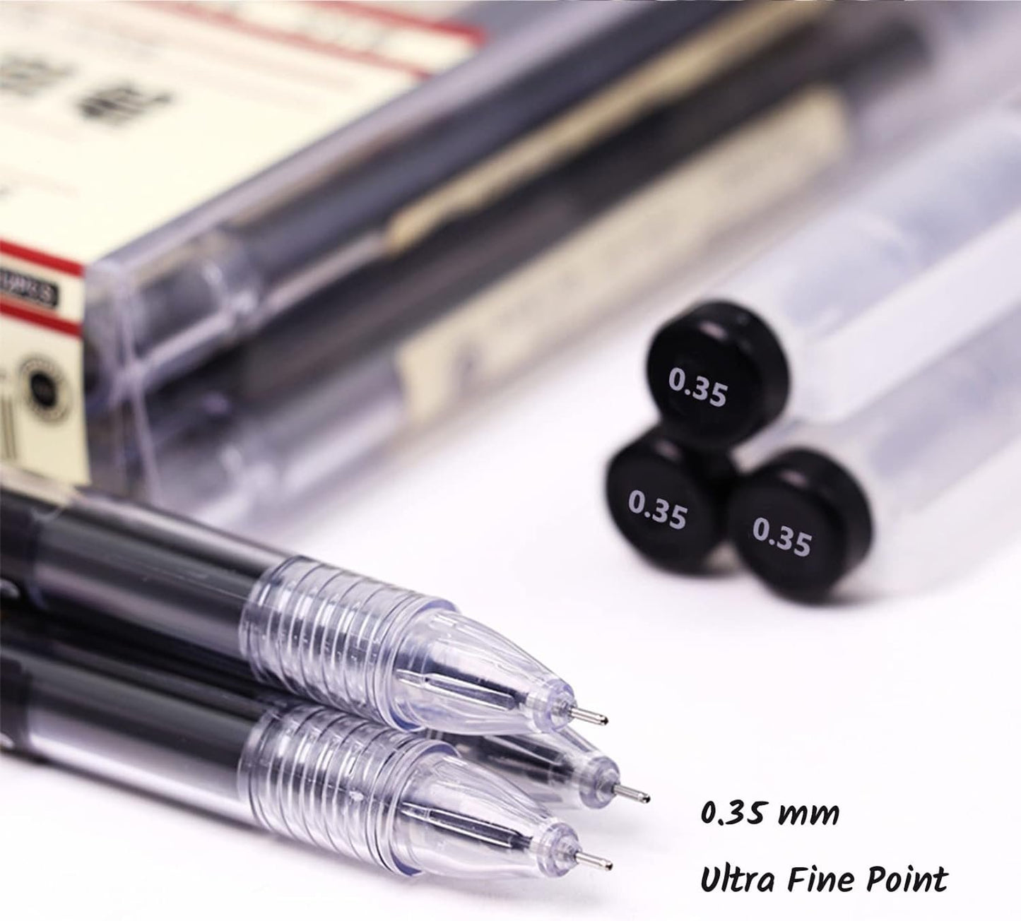 Penagic Japanese Ink Pen, 0.35 mm Fine Point, Black Gel, Extra Fine Tip, Korean School Stationery Supplies