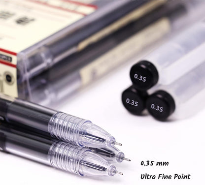 Penagic Japanese Ink Pen, 0.35 mm Fine Point, Black Gel, Extra Fine Tip, Korean School Stationery Supplies