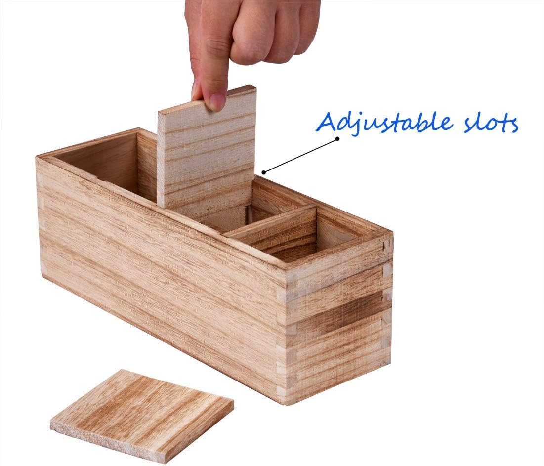 Kitchen Cutlery Holder with 4 Compartments, Wood Utensil Organizer Stand, Silverware Storage Kitchen Flatware Caddy for countertop