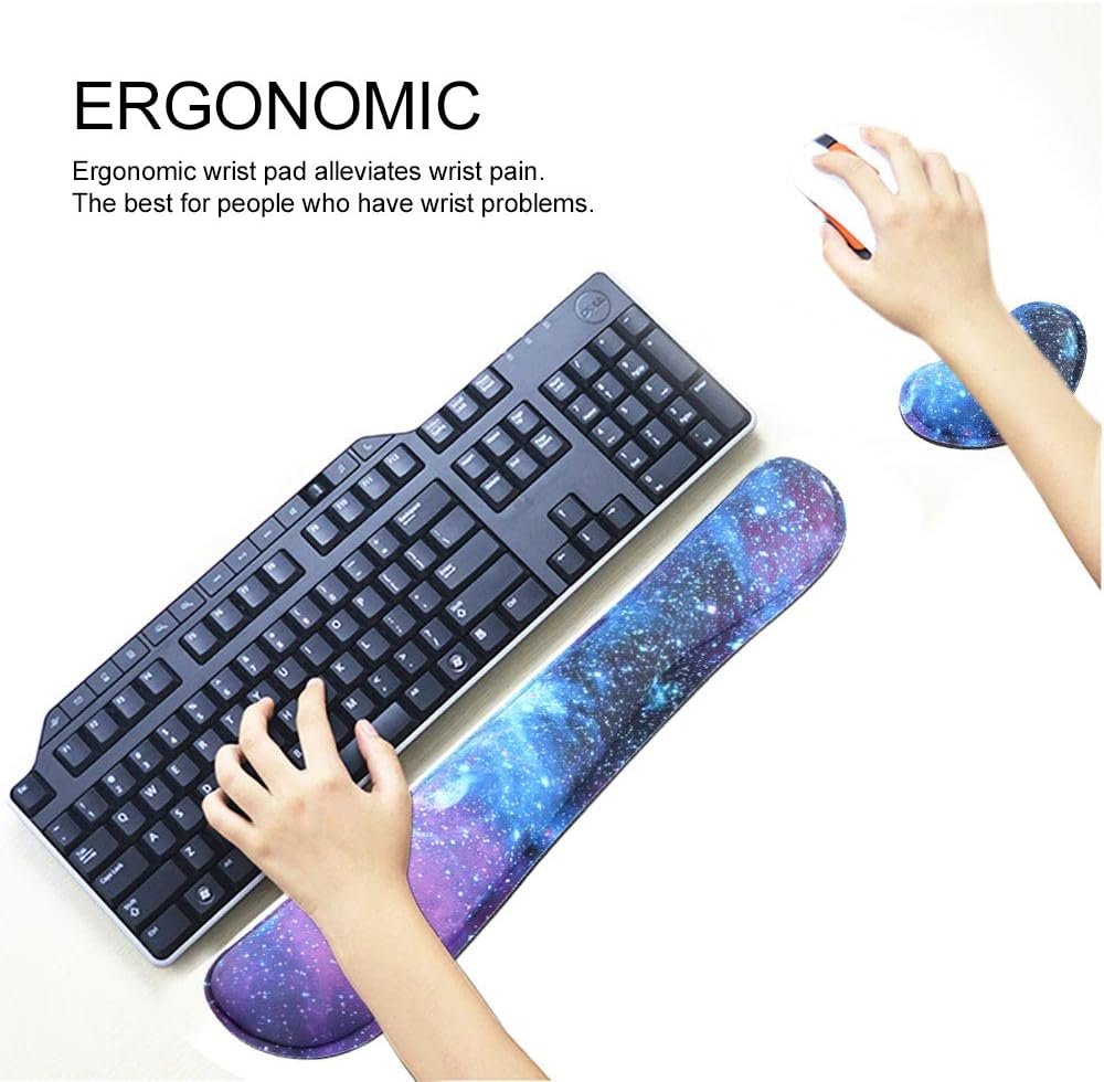 Wrist Rest for Computer Keyboard and Mouse Pad Support Memory Foam Set Easy Typing and Wrist Pain Relief Ergonomic Lightweight Anti-Skid Wrist Cushion for Office Gaming Laptop Mac (MPH-KM39)