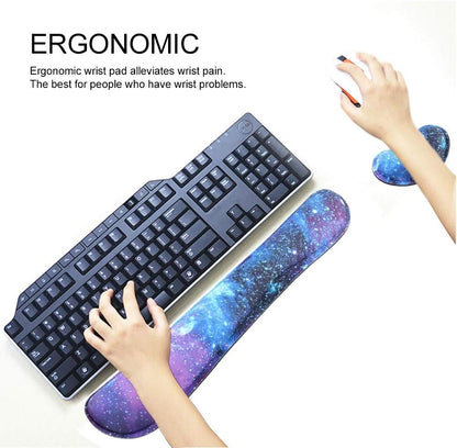 Wrist Rest for Computer Keyboard and Mouse Pad Support Memory Foam Set Easy Typing and Wrist Pain Relief Ergonomic Lightweight Anti-Skid Wrist Cushion for Office Gaming Laptop Mac (MPH-KM39)