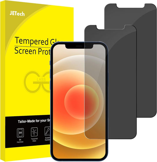 JETech Privacy Screen Protector for iPhone 12/12 Pro 6.1-Inch, Anti Spy Tempered Glass Film, 2-Pack