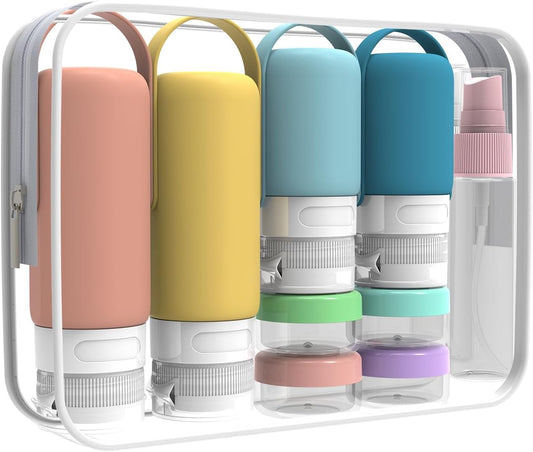 Silicone Travel Bottles Set, 17 Pack Travel Size Toiletries, Leakproof Travel Bottles for Toiletries, Travel Accessories for Women, Airplane Travel Essentials, Travel Containers for Toiletries