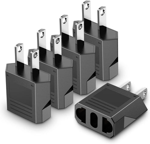 European to America/Canada Travel Plug Adapter, 5 Pack Universal Converter for European to American/Canada Power Outlets