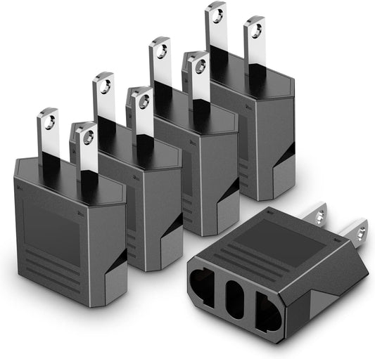 European to America/Canada Travel Plug Adapter, 5 Pack Universal Converter for European to American/Canada Power Outlets