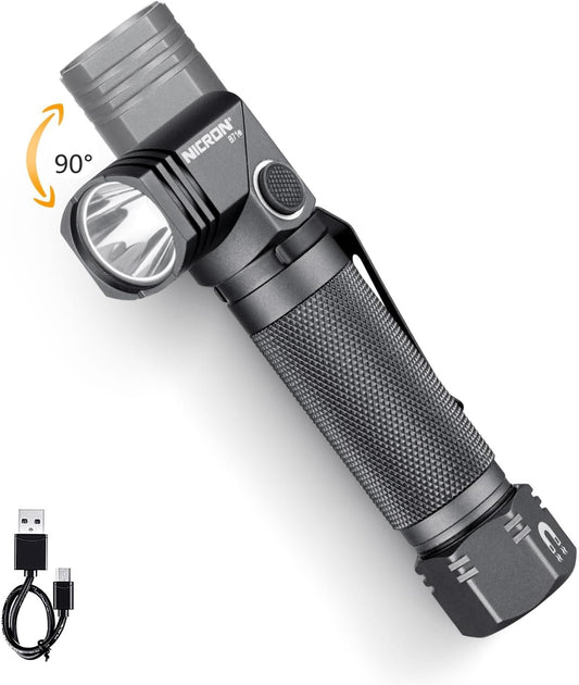 COSMOING 1300 Lumens Rechargeable Magnetic Flashlight, 6 Modes LED 90 Degree Flashlight Twist IP65 Waterproof High Bright EDC Pocket Torch, Tactical Flashlight for Camping, Emergency, Repair, Outdoor