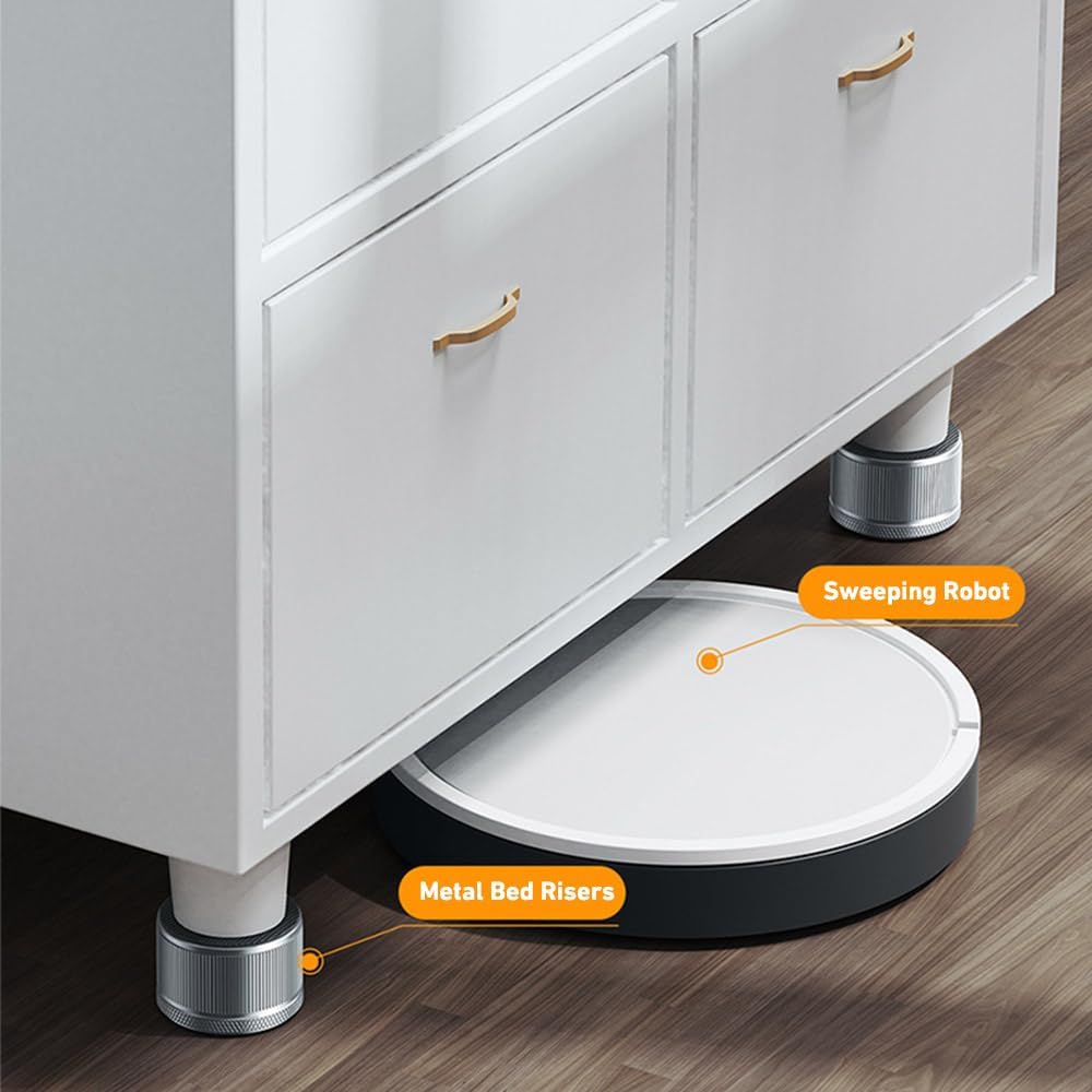 Niciksty Set of 4 Adjustable Metal Furniture Feet Height 23-42 mm, Bed Riser, Table Riser, Chair Riser, Sofa Riser, Silver