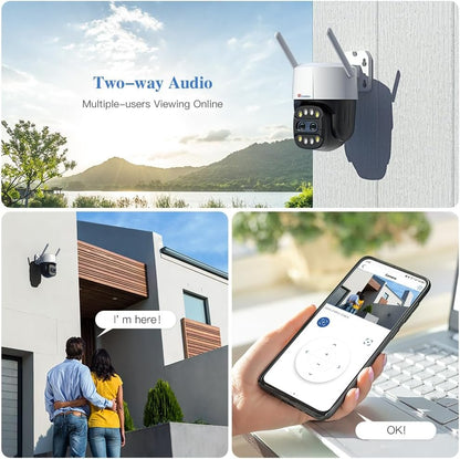 ctronics Dual Lens Security Camera Outdoor with 6X Hybrid Zoom, 360Â° CCTV Camera, 1080P PTZ IP Home Security WiFi Camera, Human Detection, Auto Tracking, Color Night Vision, Siren, 2-Way Audio, IP66