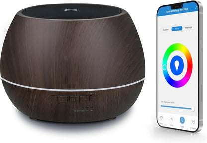 ISMATE Smart WiFi Essential Oil Diffuser, App Control Compatible with Alexa, 500ml Aromatherapy Humidifier for Relaxing Atmosphere in Home,Bedroom and Office (Dark Grain)
