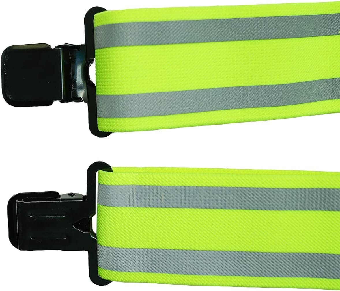 MELOTOUGH Tool Belt Suspenders Reflective Safety Suspenders With Fully Elastic 2 inch Wide Y back Heavy Duty Suspenders, Lime Green, one size fits most