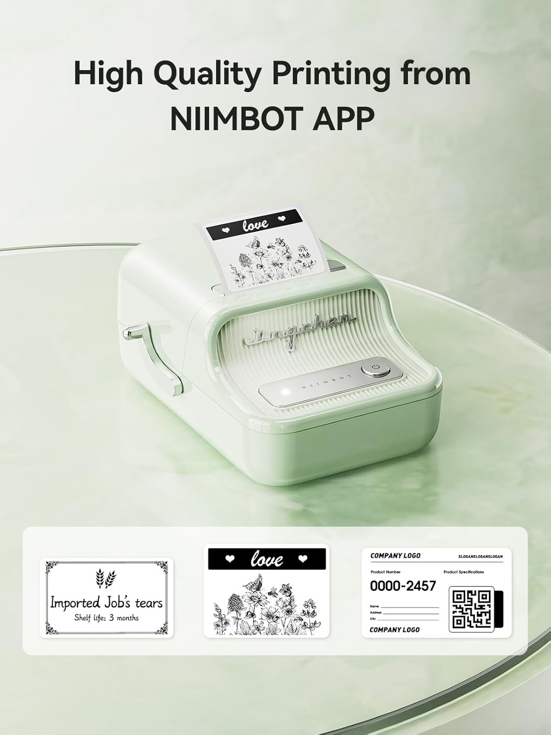 NIIMBOT B21 Label Printer,Bluetooth Thermal Label Maker,Ideal for Home Organization,Business,Ofice,50x30mm Label,230Pcs(Mint Green)