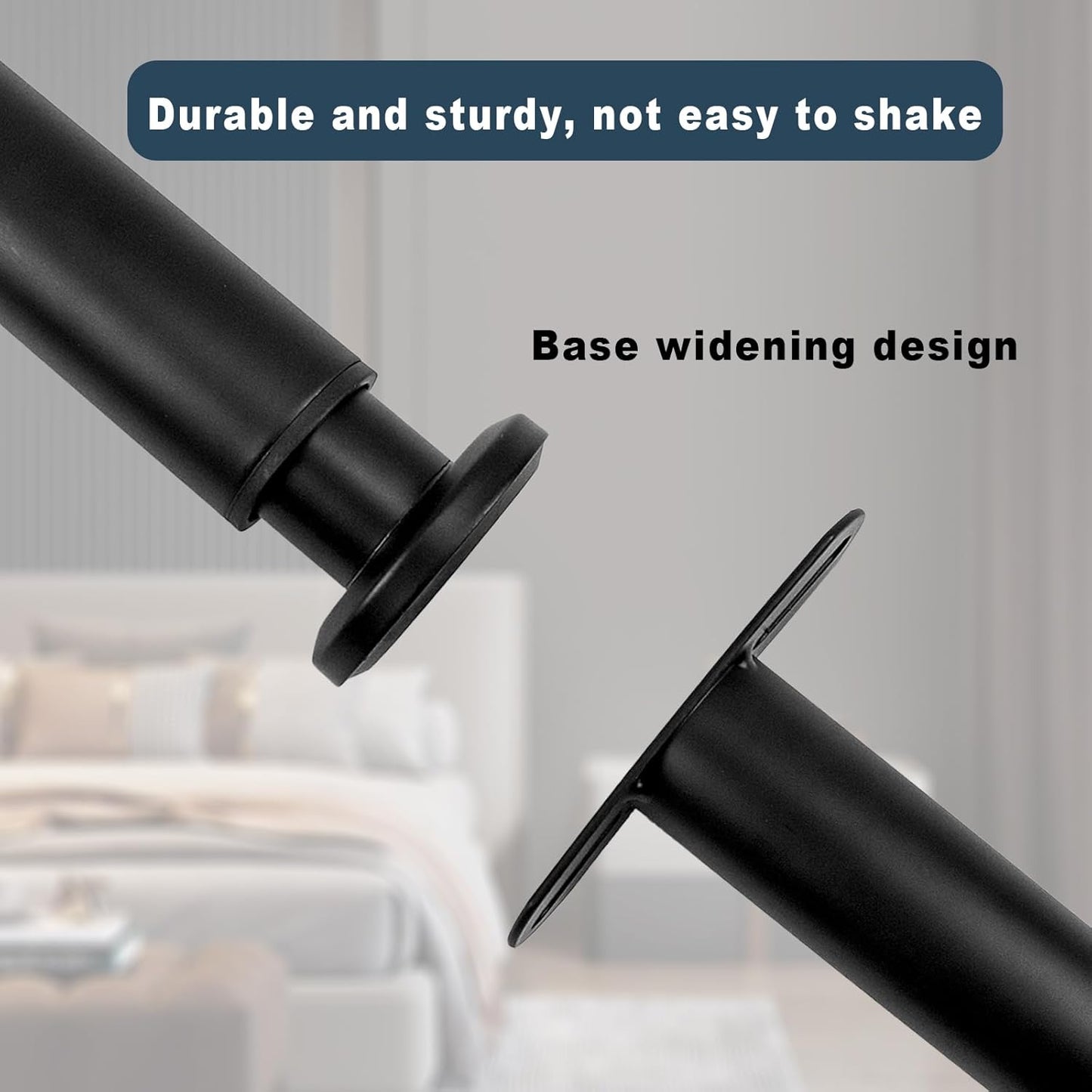 Riobby Slatted Base Feet, Adjustable Metal Legs Bed Support Legs for Furniture, Central Bed, Suitable for Cabinets, Sofa Beds, Retractable 18-33cm (Black 2 Pieces)