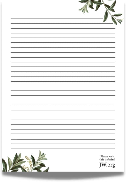JW Letter Writing A4 Pad Stationery Paper Lined Gift Notepad Writing Sheets (Green Leaves)