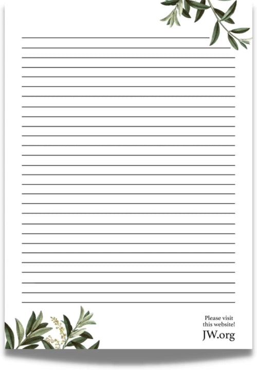 JW Letter Writing A4 Pad Stationery Paper Lined Gift Notepad Writing Sheets (Green Leaves)