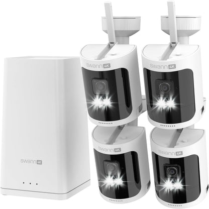 Swann AllSecure4K+ Wi-Fi NVR Security Camera System with 1TB HDD,4 Wire-Free Cameras & 5 Rechargeable Batteries,Wireless Outdoor Indoor Cameras,Night Vision,Heat and Motion Detection,SWNVK-AS4KH4