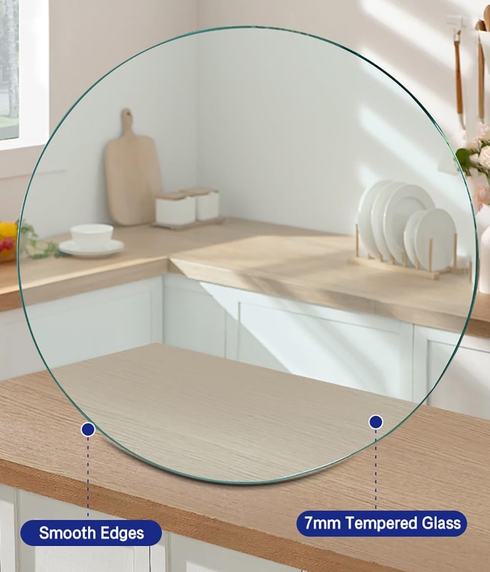 Round Clear Glass Table Top, Beveled Edge Tempered Glass 14in 19in 24in 28in 36in for Dining Coffee Patio Garden Table Tabletop, Scratch Resistant(36cm/14in)