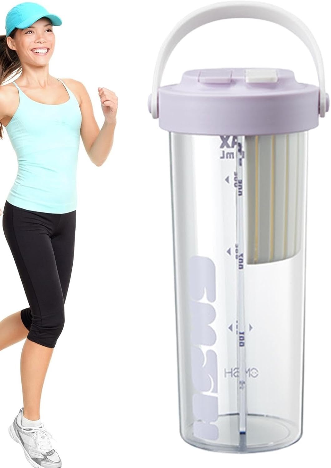 Buhyujkm Split Drinking Cup | 800ml 2 Use Water Bottle,Stylish Portable Travel Bottle, Two Sided Cup with Divider for Hydration, Camping, Backpacking, Travel