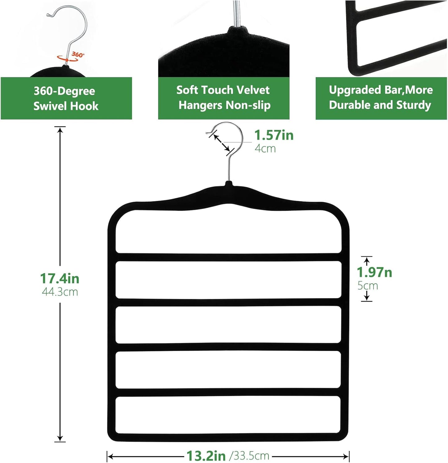 Closet Organizers and Storage,3 Pack Organization and Storage Pants-Hangers-Space-Saving,Velvet Hanger for Dorm Room for College Students Girls Boys Guys Hanging Jean Scarf