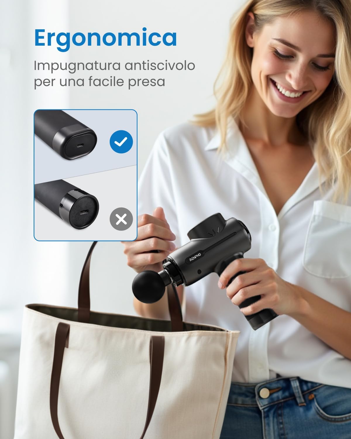 Massage Gun, RENPHO Deep Tissue Massage Gun, Back Massage Gun with USB C Charging for Muscle Massage Relaxation, Best Gift for Family, Black