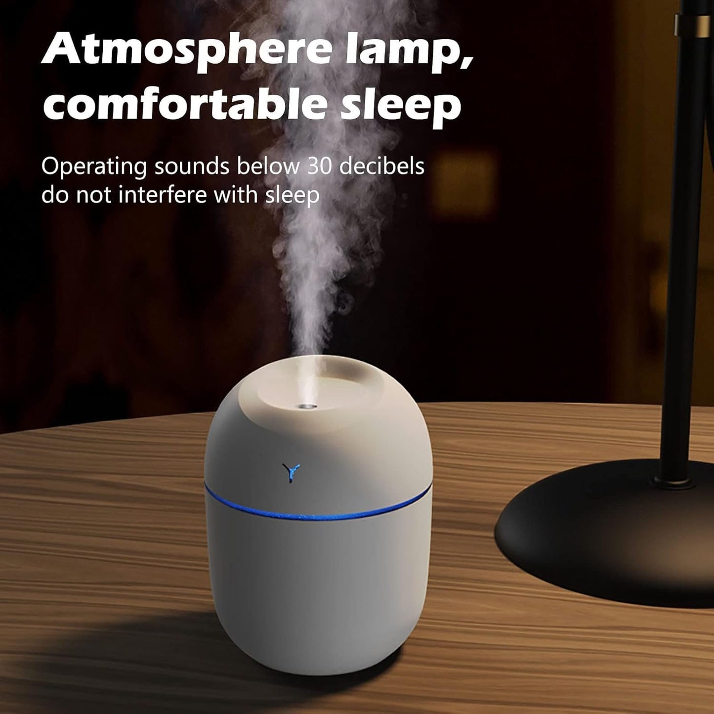 Humidifiers for Bedroom Baby,250ml Easy To Fill & Clean,Quiet Ultrasonic Mini Humidifier with 2 Mist Modes and Color Nightlight,Auto Shut-Off Travel Humidifier for Indoor Plants Nursery Home