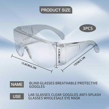 3 Pairs Clear Anti- Fog/Scratch Goggles over Glasses Goggles Eye Protective Polycarbonate Eyewear Safety Goggles for Shooting Labs Outdoor Welding Workplaces Safety Eye Protection