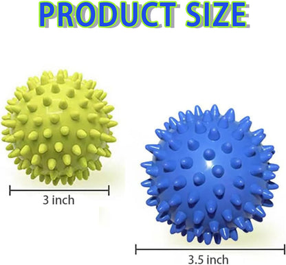 BEANPRECOY 2 Spiky Massage Balls Trigger Point Massager Therapy Balls Back Deep Tissue Massage Spiny Balls Foot Massager Myofascial Release Pain Relief Plantar Fasciitis Relief All Over Body pain