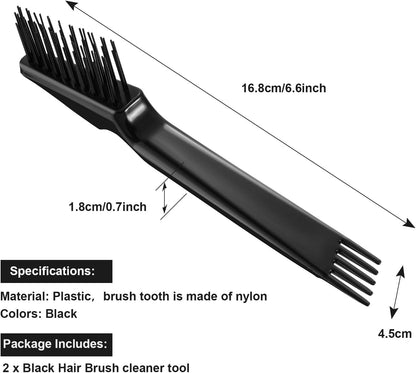 Hair Brush Cleaning Tool Hair Brush Cleaner Rake for Removing Dirt Home and Salon Use, Black (2 Packs)
